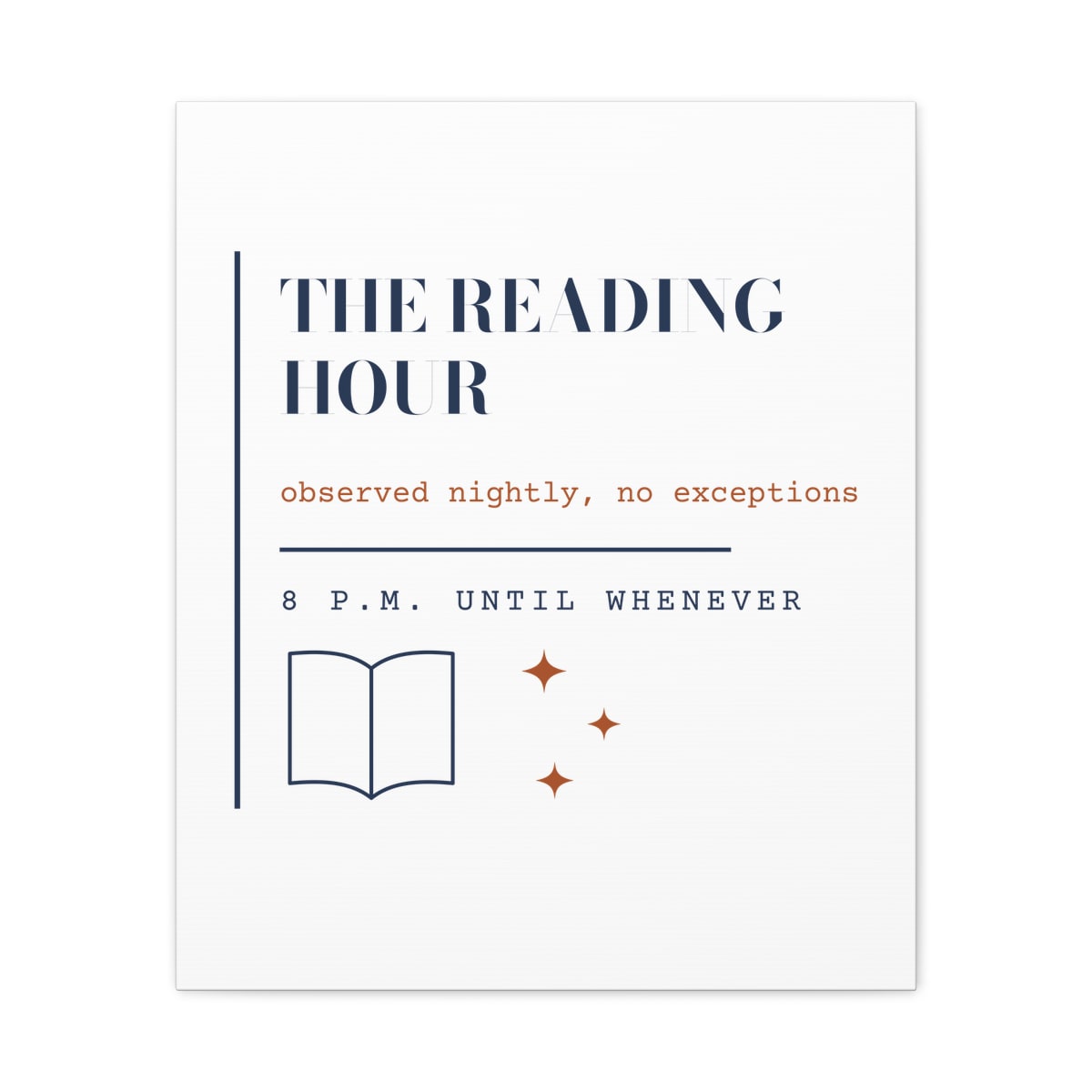 The Reading Hour, printed on a canvas in White