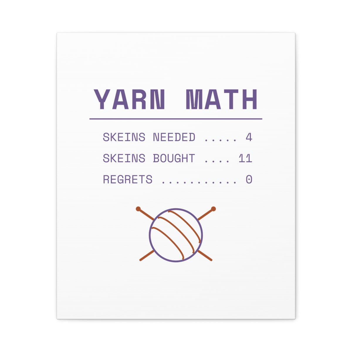 Yarn Math, printed on a canvas in White