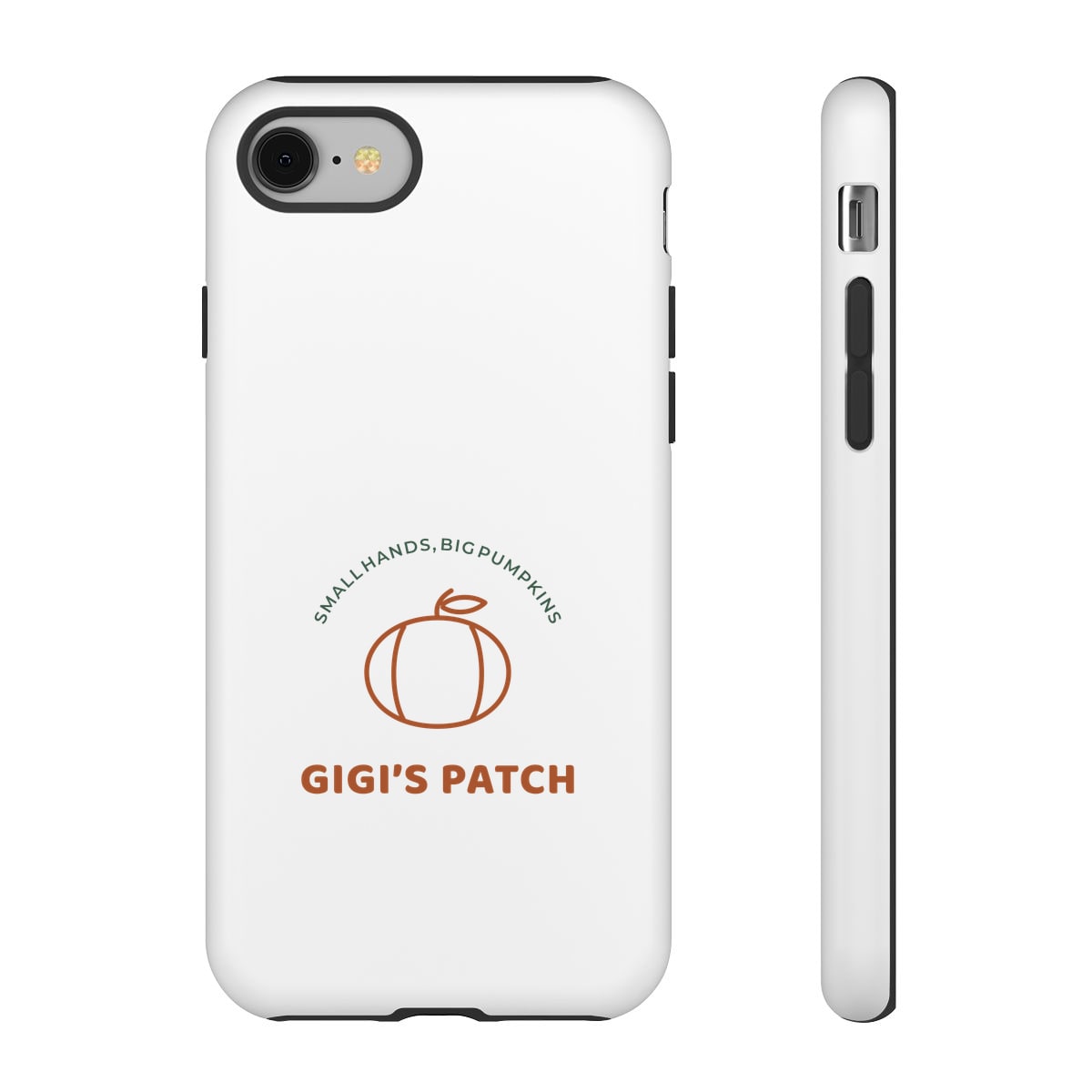 Gigi’s Pumpkin Patch, printed on a phone case in White