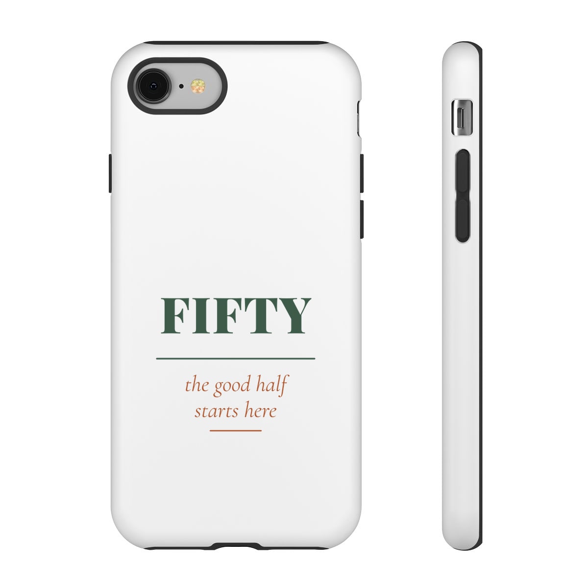 The Good Half, printed on a phone case in White