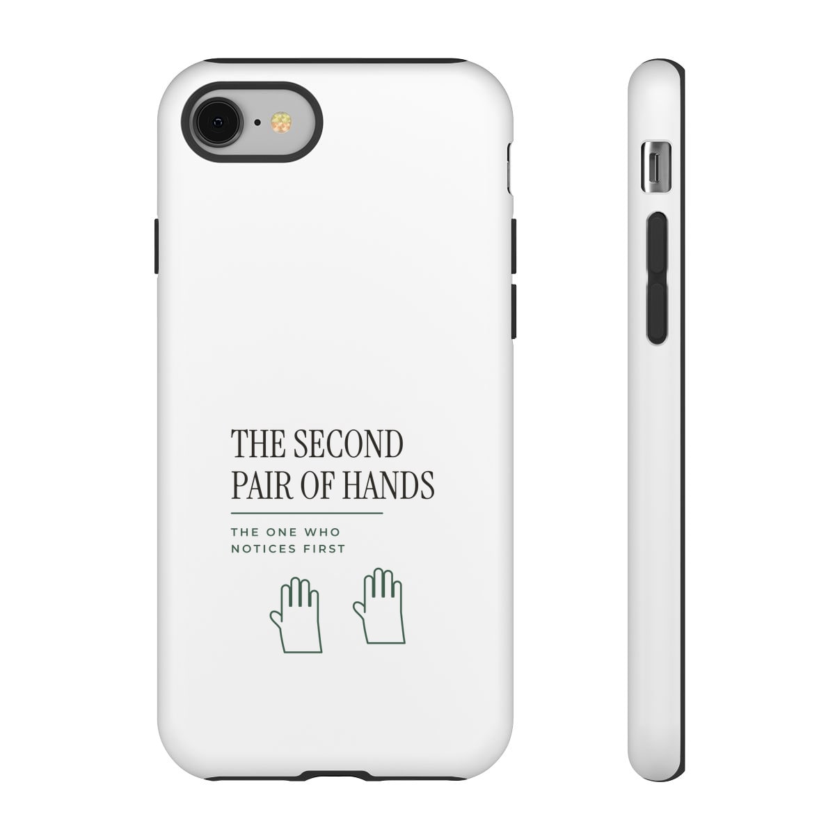 The Second Pair Of Hands, printed on a phone case in White