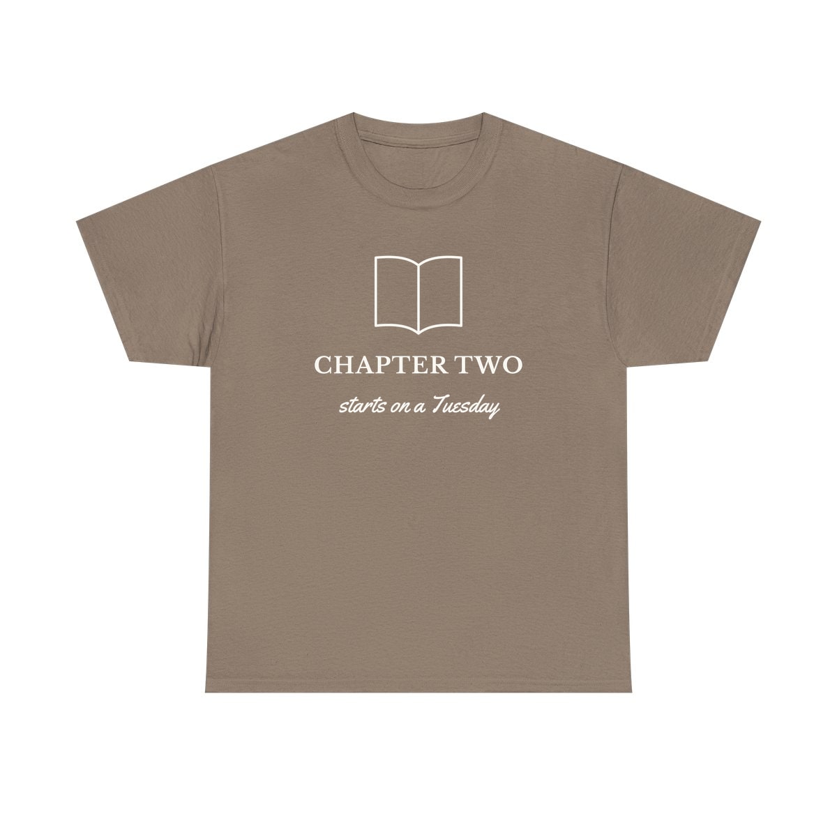 Chapter Two, printed on a heavy cotton tee in Brown Savana