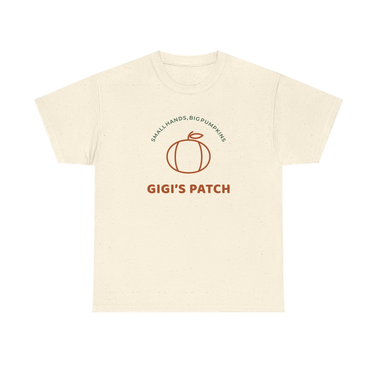 Gigi’s Pumpkin Patch, printed on a heavy cotton tee in Natural