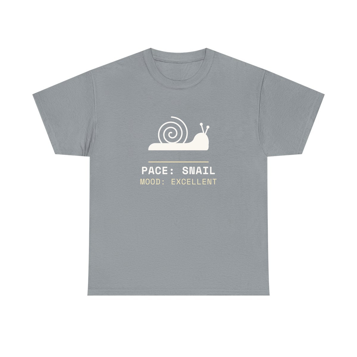 Pace: Snail, printed on a heavy cotton tee in Gravel
