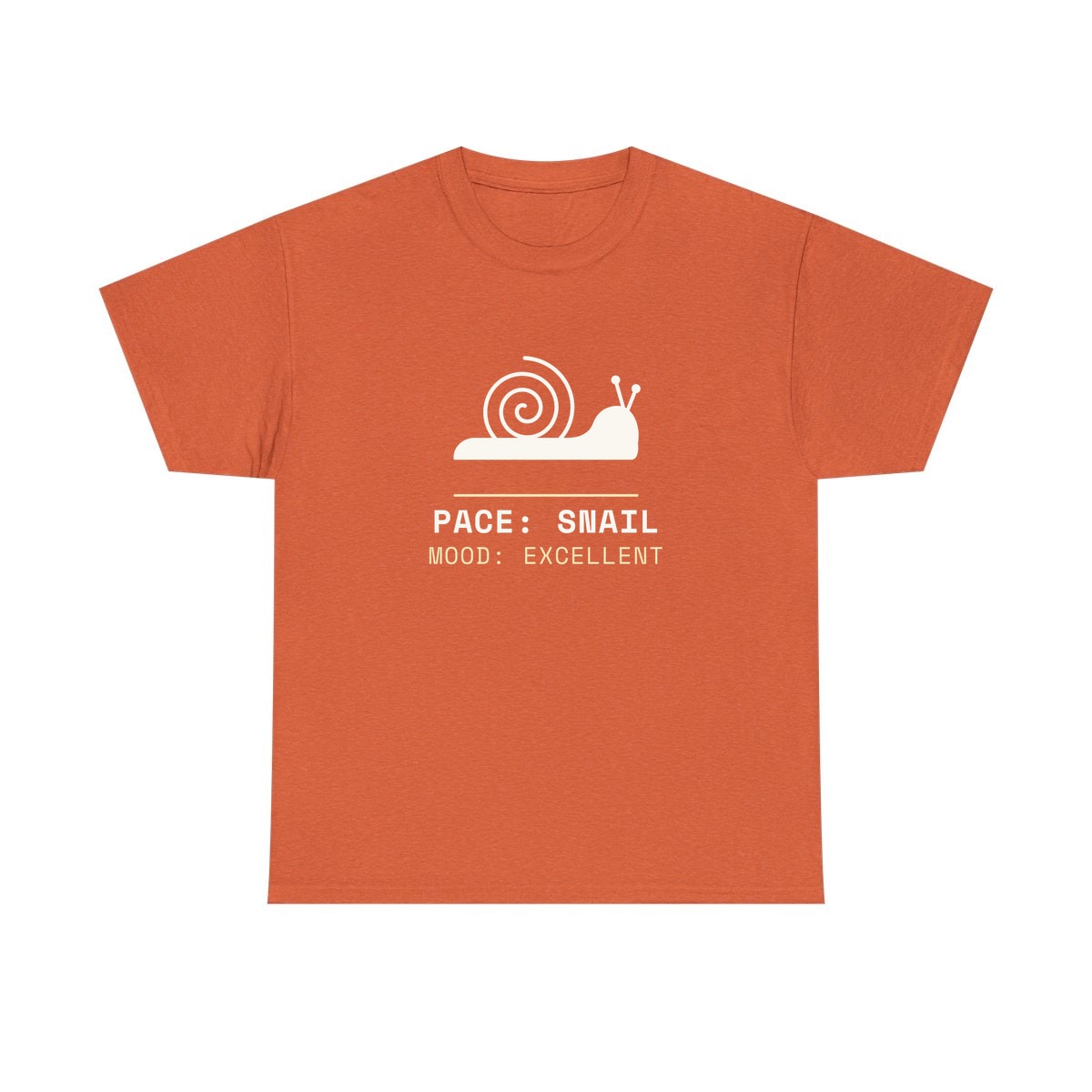Pace: Snail, printed on a heavy cotton tee in Sunset