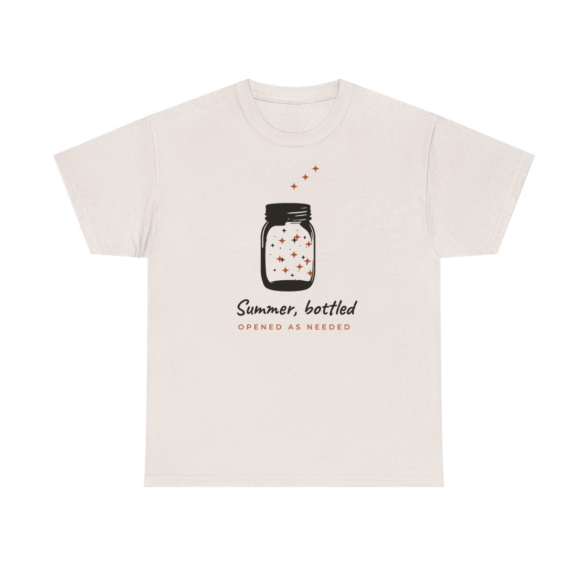Summer, Bottled, printed on a heavy cotton tee in Ice Grey