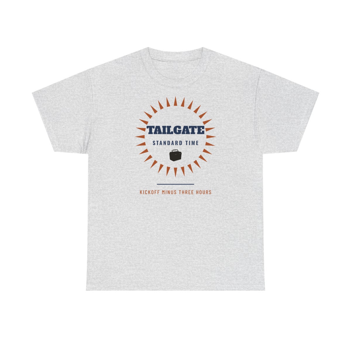 Tailgate Standard Time, printed on a heavy cotton tee in Ash