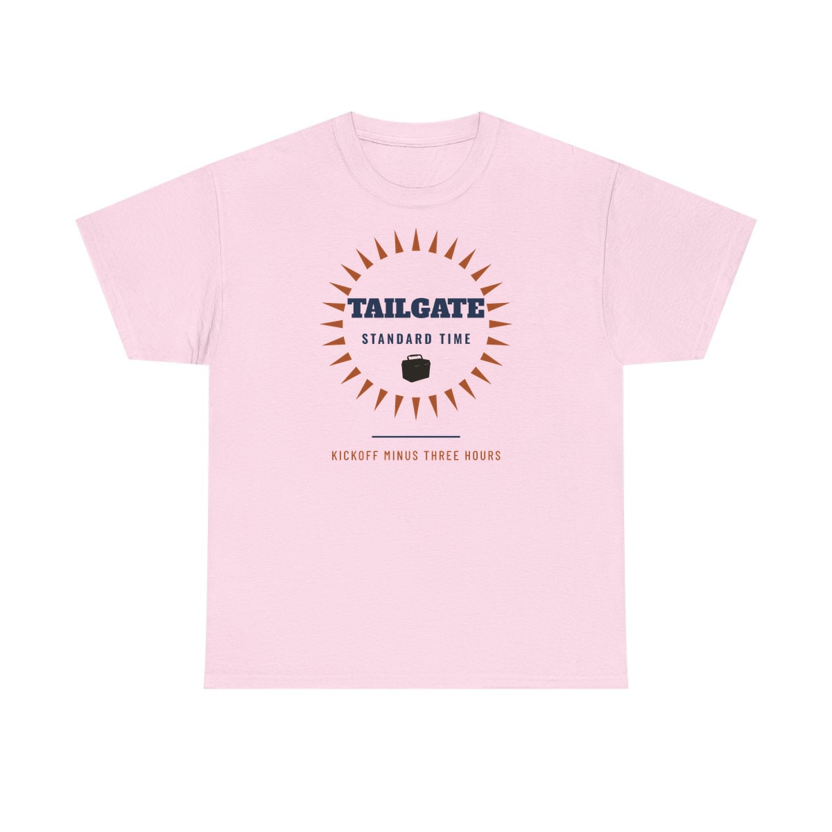 Tailgate Standard Time, printed on a heavy cotton tee in Light Pink