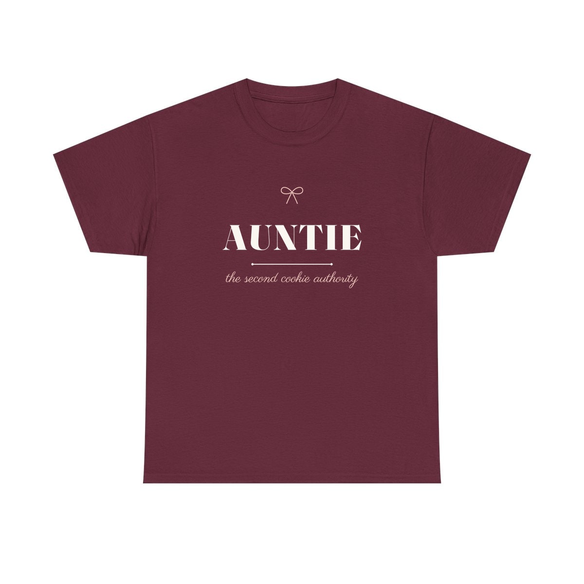 The Second Cookie Authority, printed on a heavy cotton tee in Maroon