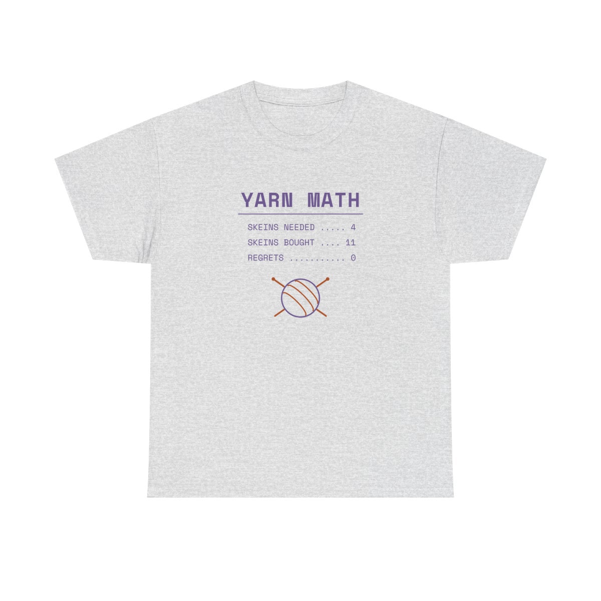 Yarn Math, printed on a heavy cotton tee in Ash