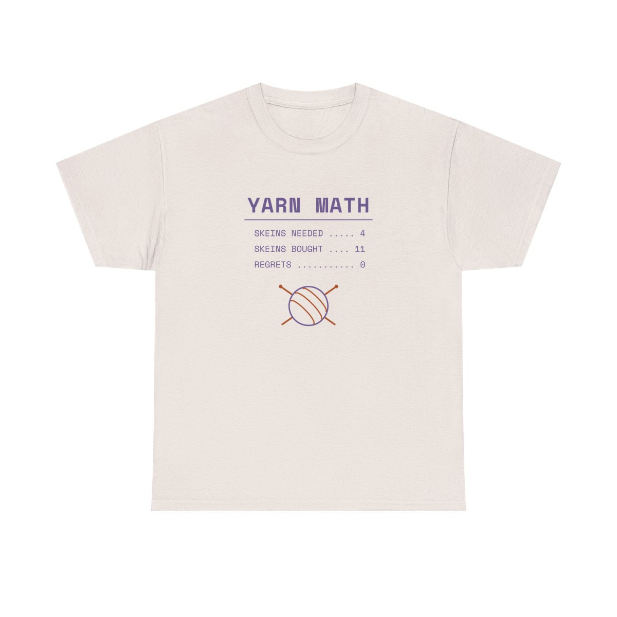 Yarn Math, printed on a heavy cotton tee in Ice Grey