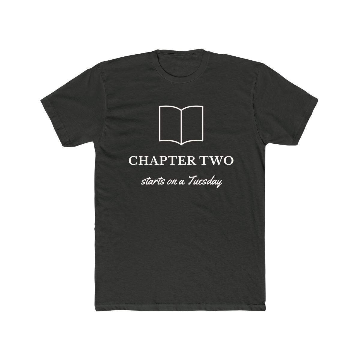 Chapter Two, printed on a cotton crew tee in Solid Heavy Metal