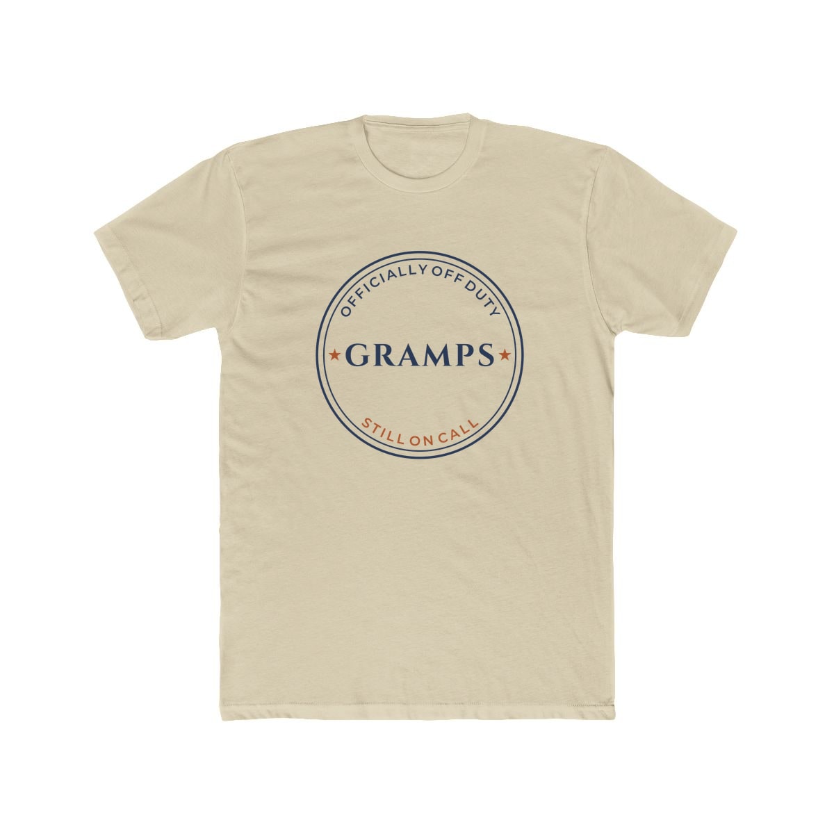 Off Duty, Still On Call, printed on a cotton crew tee in Solid Cream