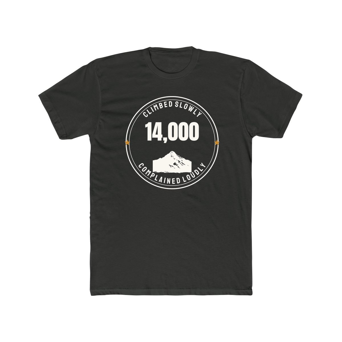The Fourteener Club, printed on a cotton crew tee in Solid Heavy Metal