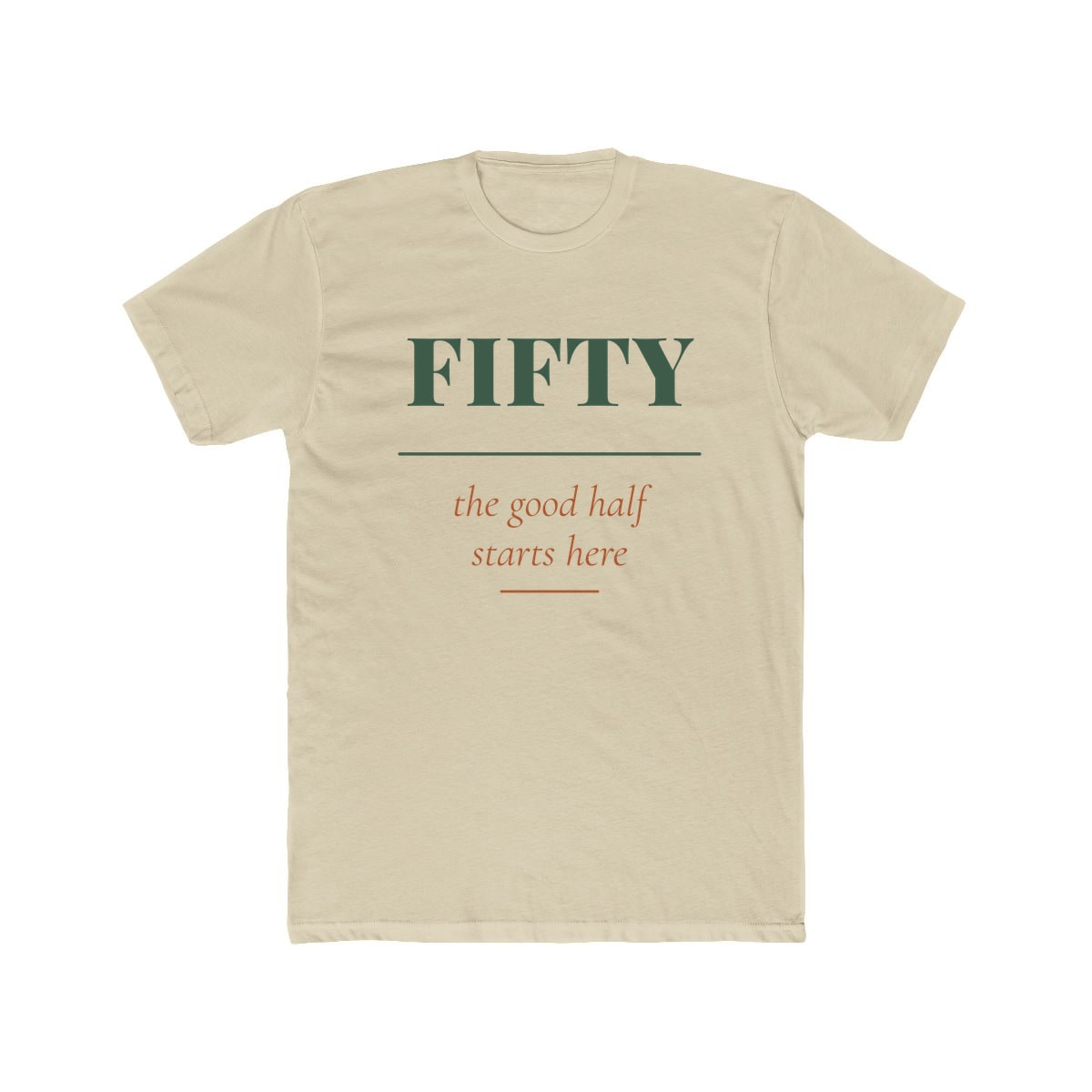 The Good Half, printed on a cotton crew tee in Solid Cream