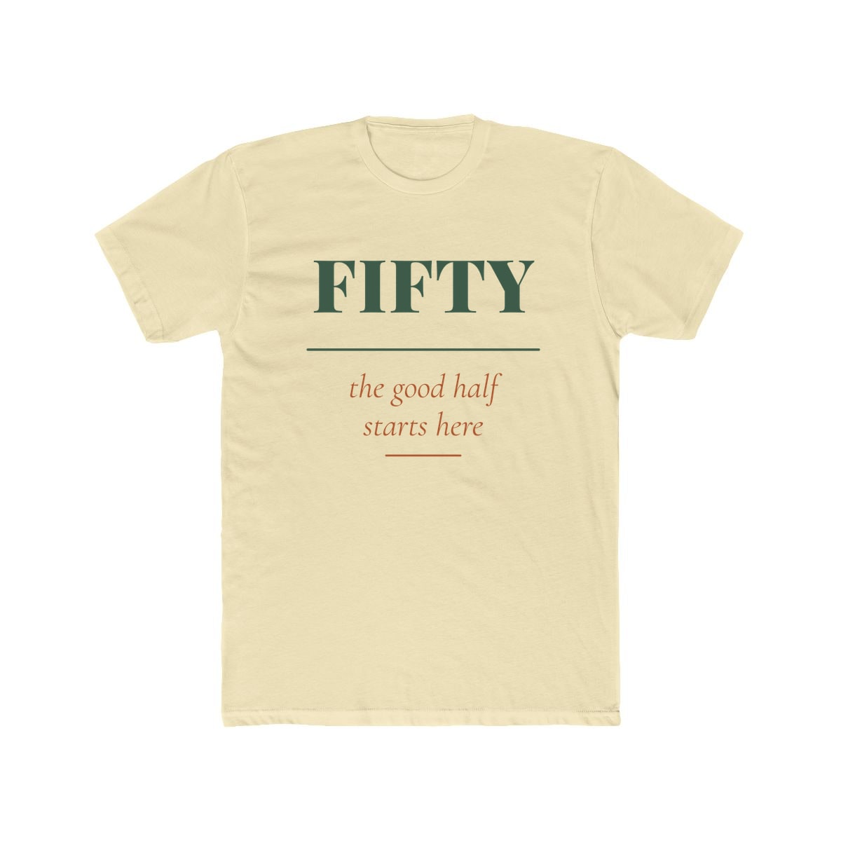 The Good Half, printed on a cotton crew tee in Solid Natural