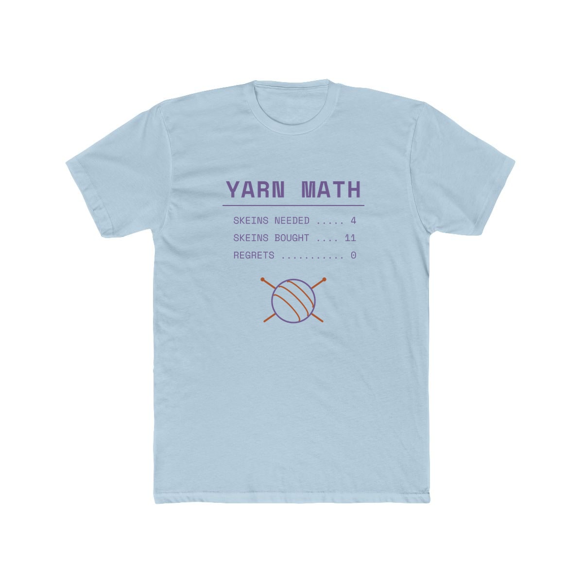 Yarn Math, printed on a cotton crew tee in Solid Light Blue