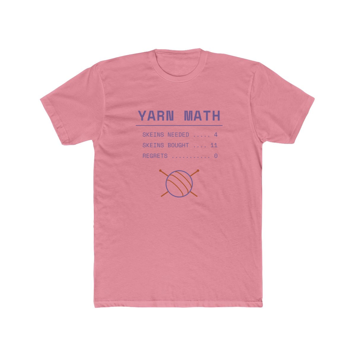 Yarn Math, printed on a cotton crew tee in Solid Light Pink