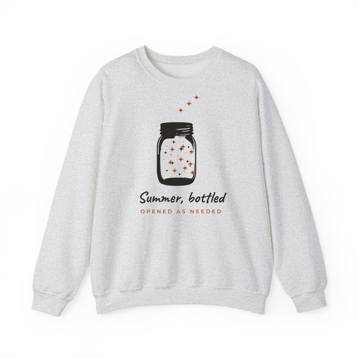 Summer, Bottled, printed on a crewneck in Ash