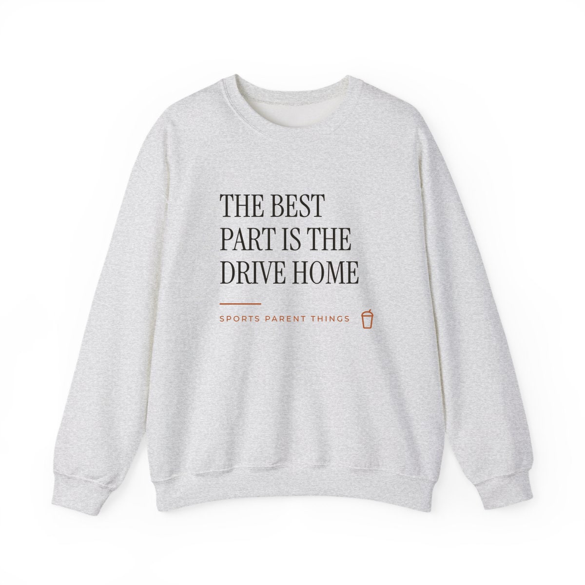 The Drive Home, printed on a crewneck in Ash