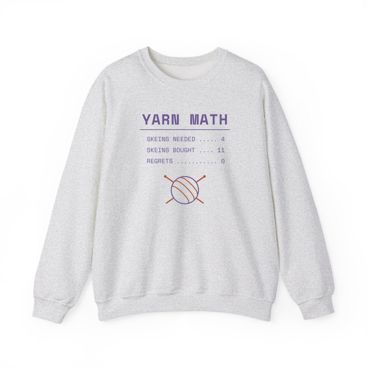 Yarn Math, printed on a crewneck in Ash
