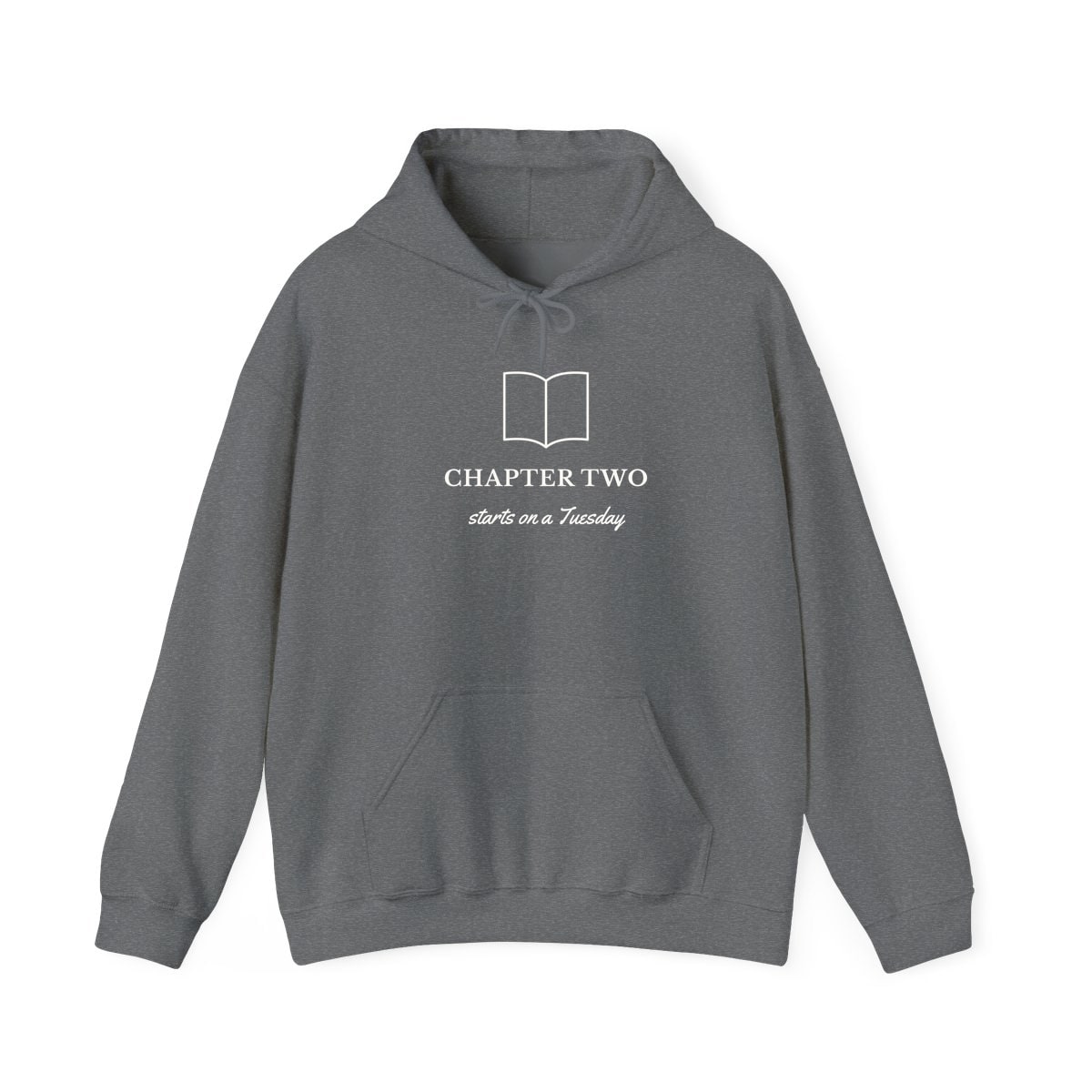 Chapter Two, printed on a hoodie in Graphite Heather