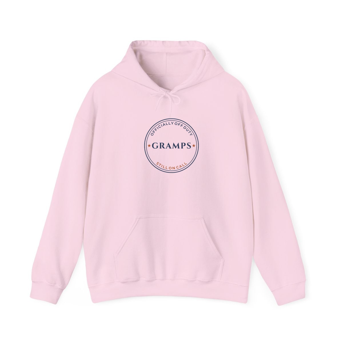 Off Duty, Still On Call, printed on a hoodie in Light Pink