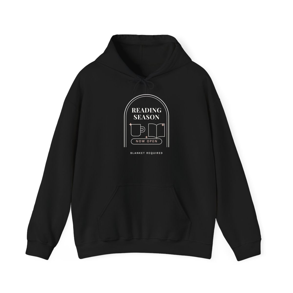 Reading Season Now Open, printed on a hoodie in Black