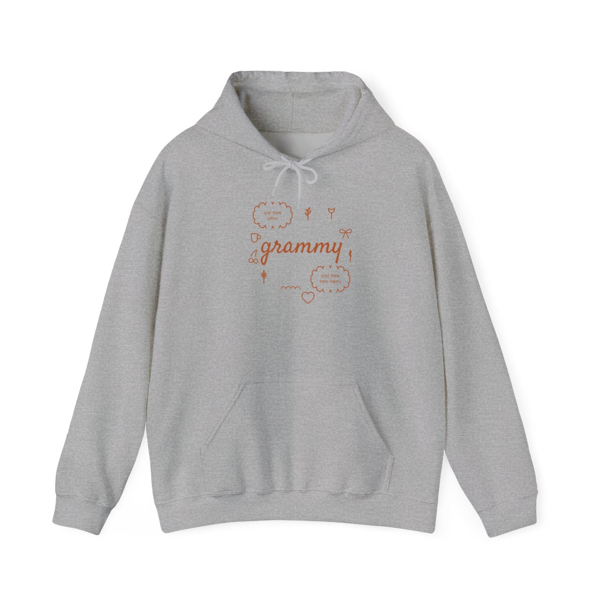 Spoil Them, Send Them Home, printed on a hoodie in Sport Grey