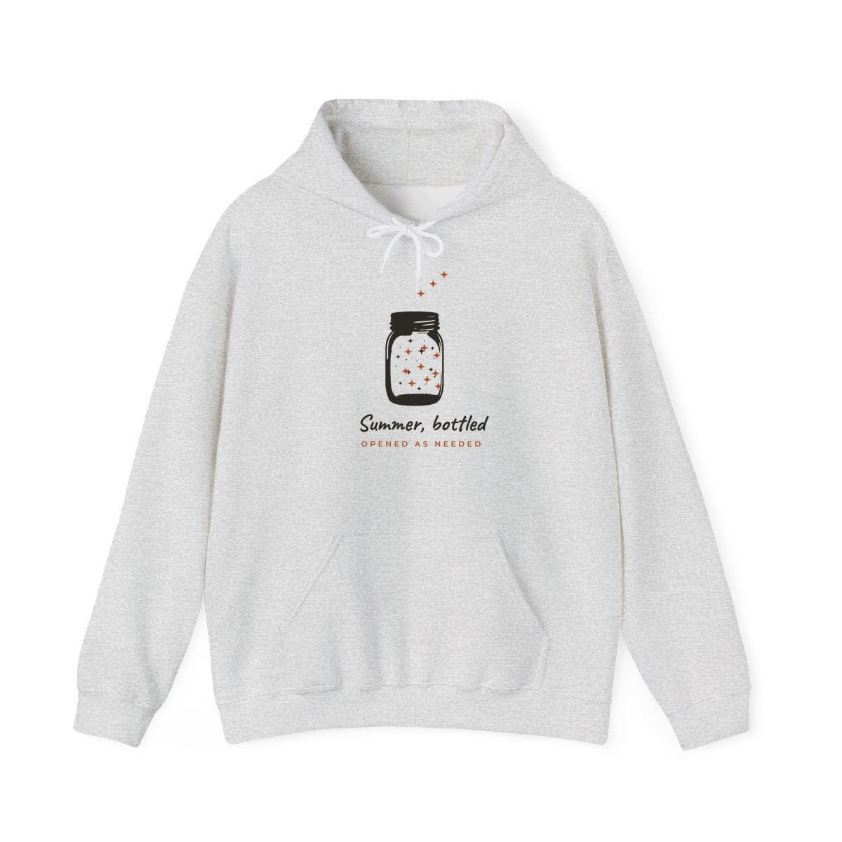 Summer, Bottled, printed on a hoodie in Ash