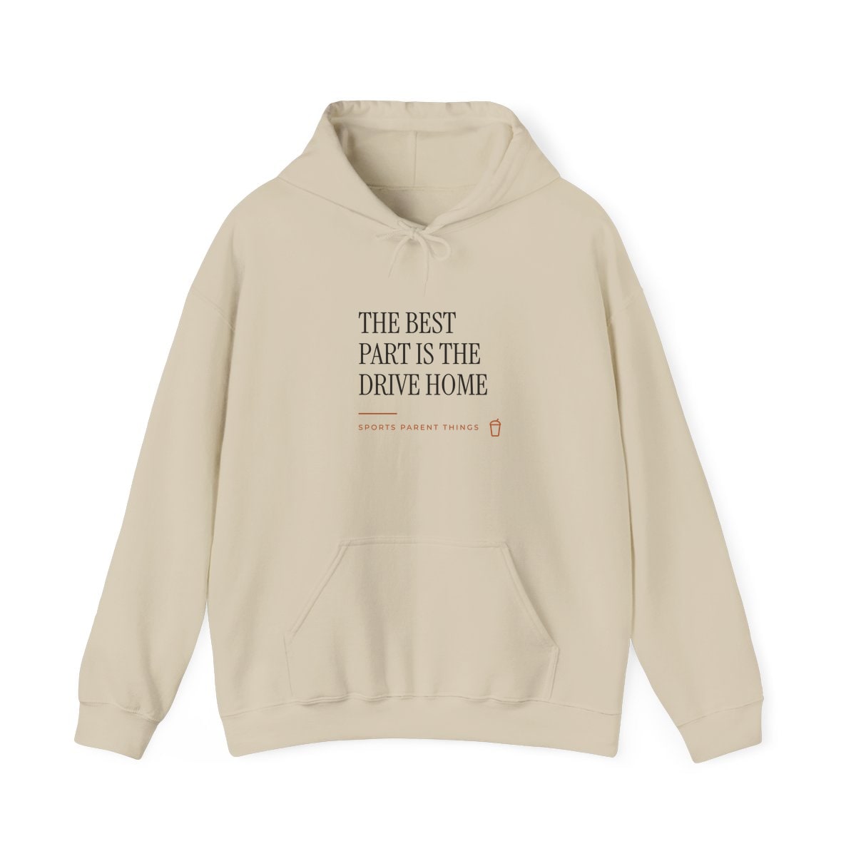 The Drive Home, printed on a hoodie in Sand