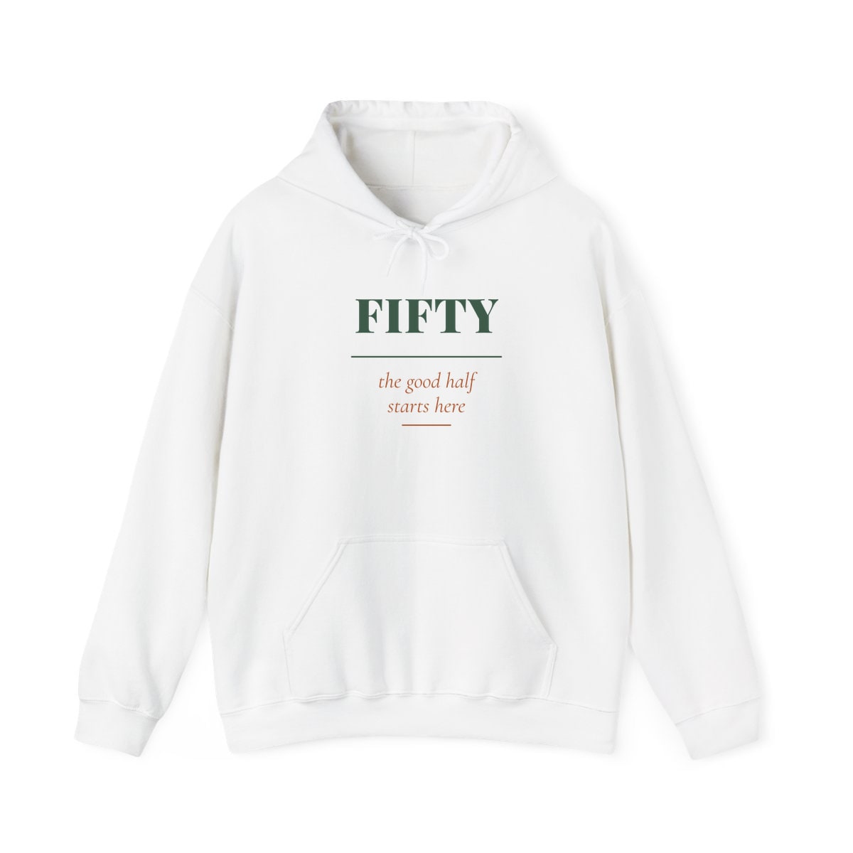 The Good Half, printed on a hoodie in White