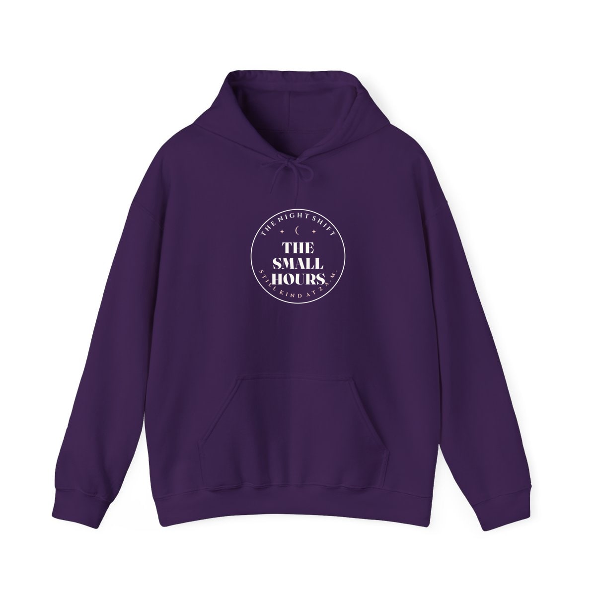 The Small Hours, printed on a hoodie in Purple
