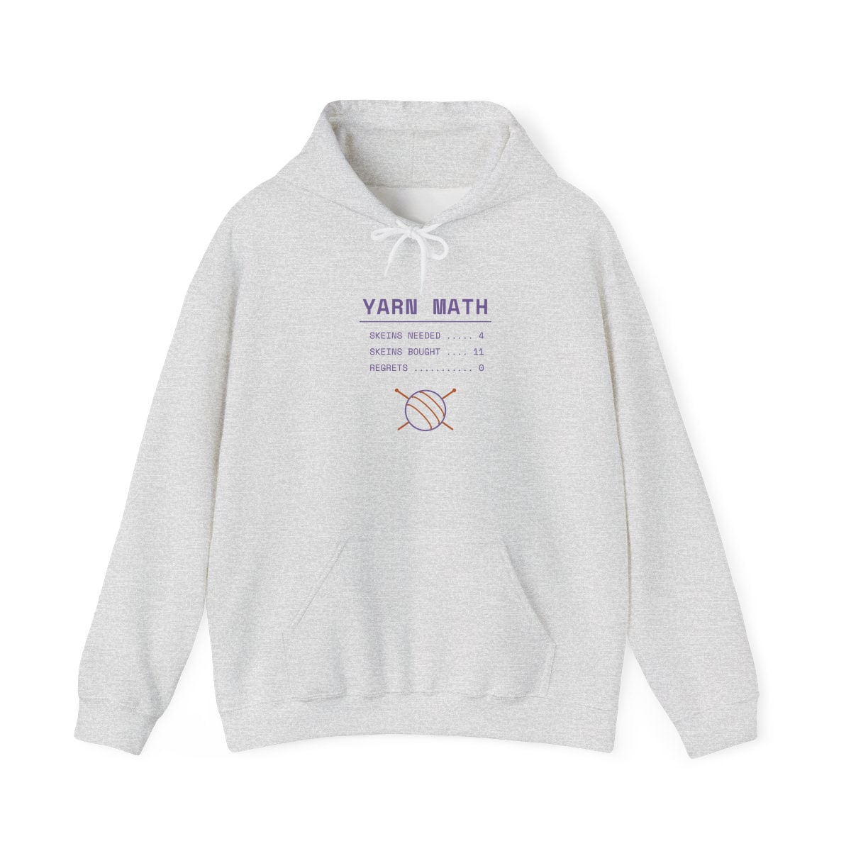 Yarn Math, printed on a hoodie in Ash