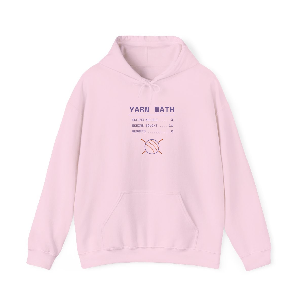 Yarn Math, printed on a hoodie in Light Pink