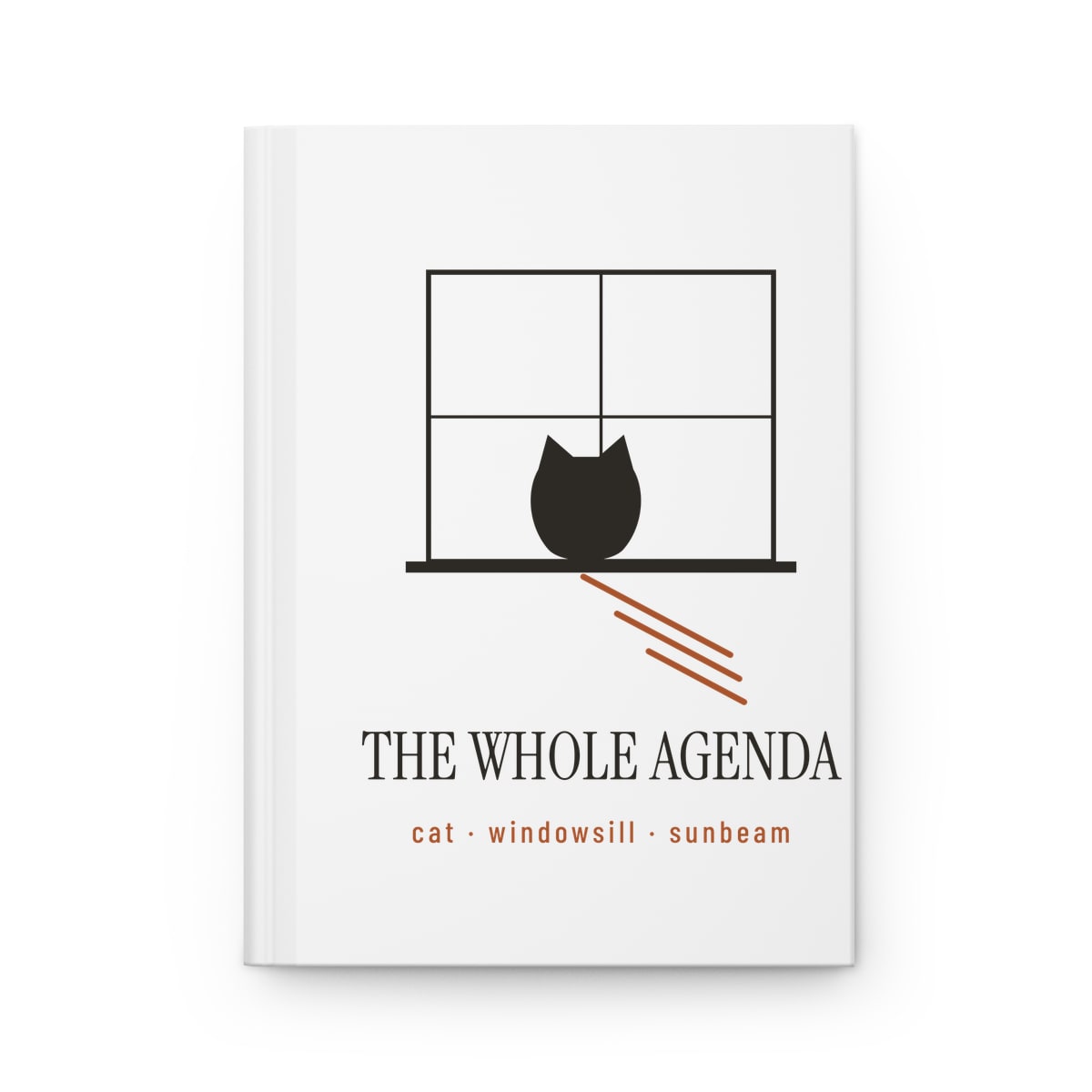Cat, Windowsill, Sunbeam, printed on a journal in White