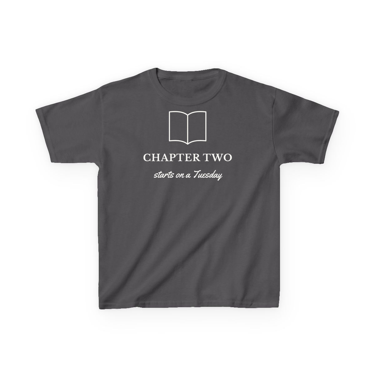 Chapter Two, printed on a kids tee in Charcoal
