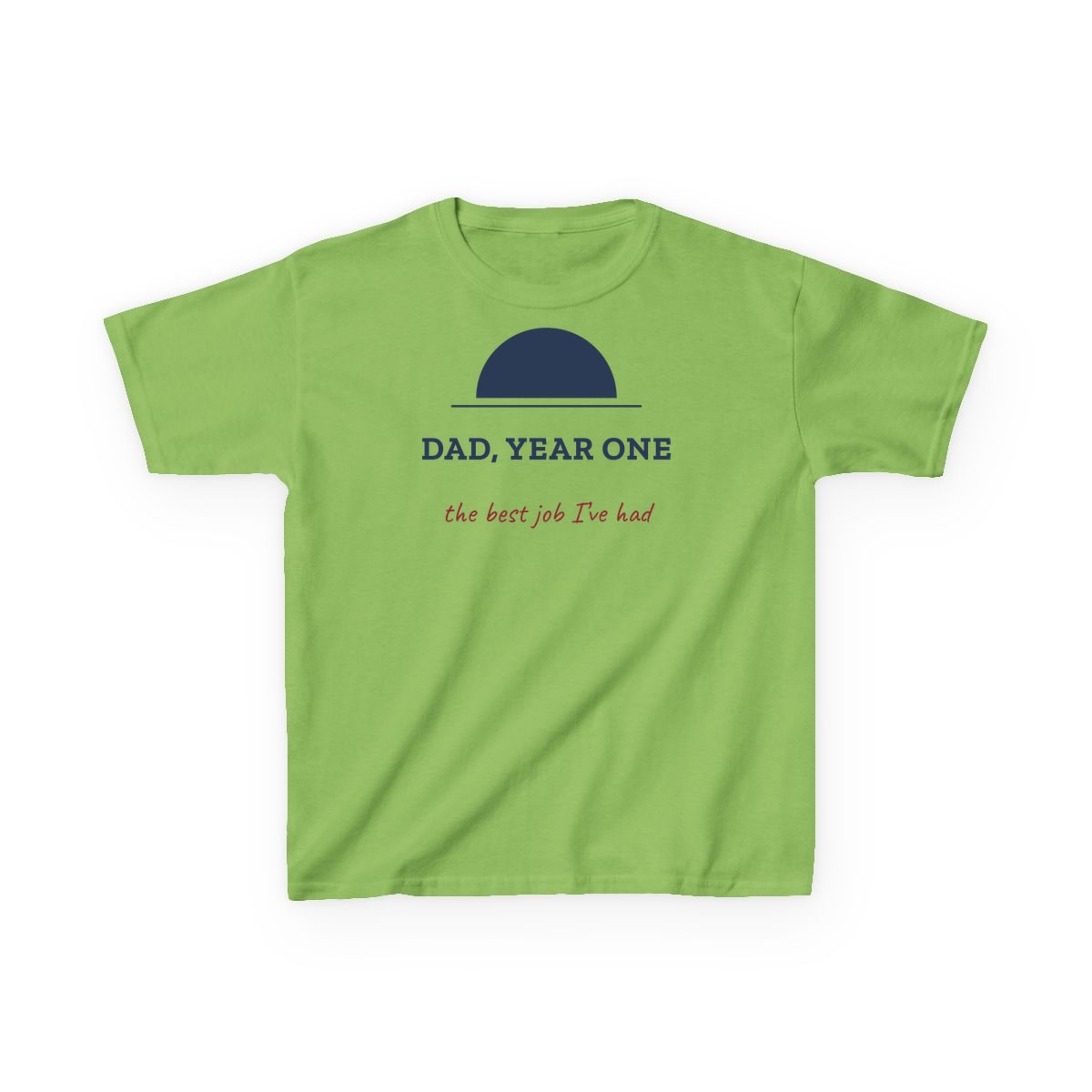 Dad, Year One, printed on a kids tee in Lime