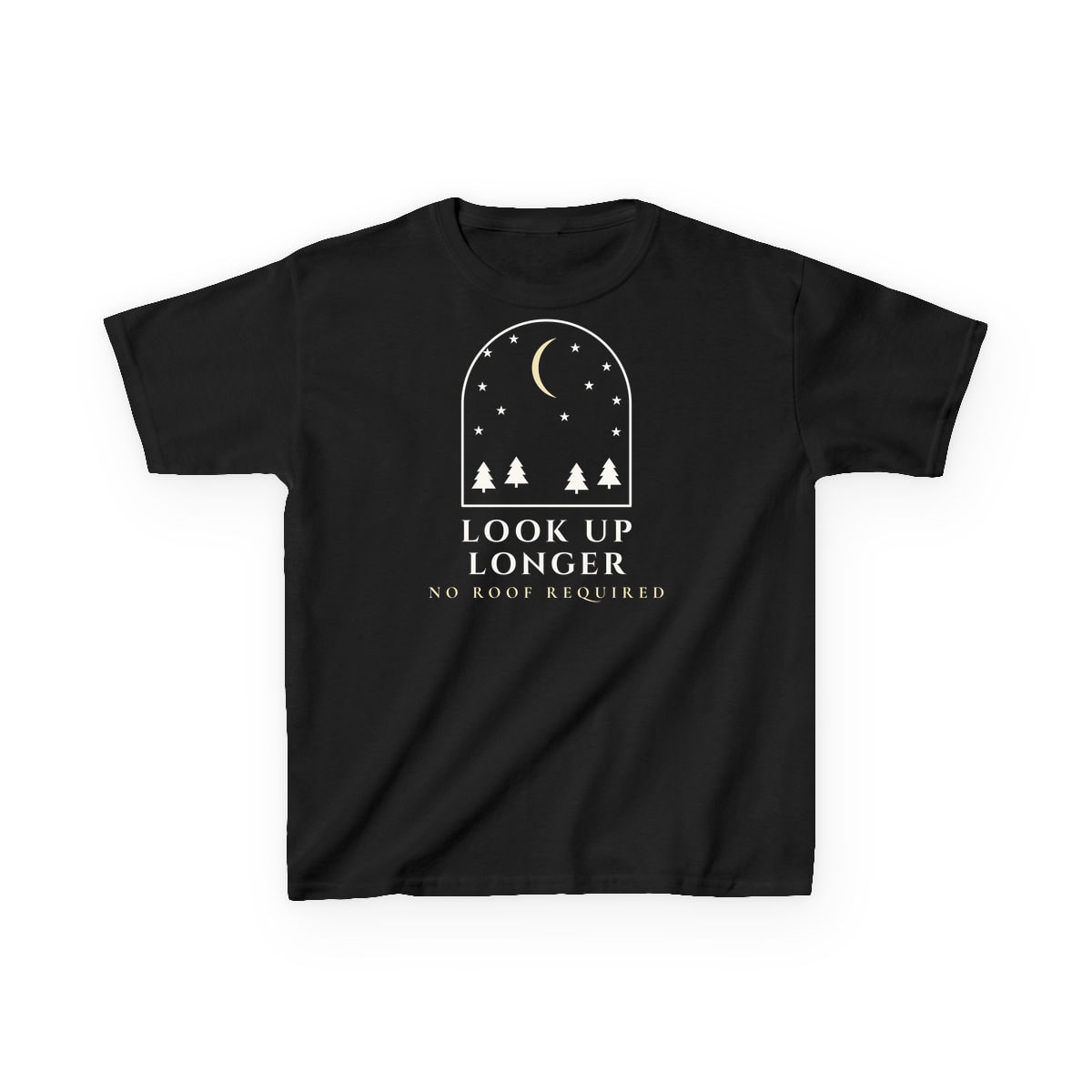 Look Up Longer, printed on a kids tee in Black