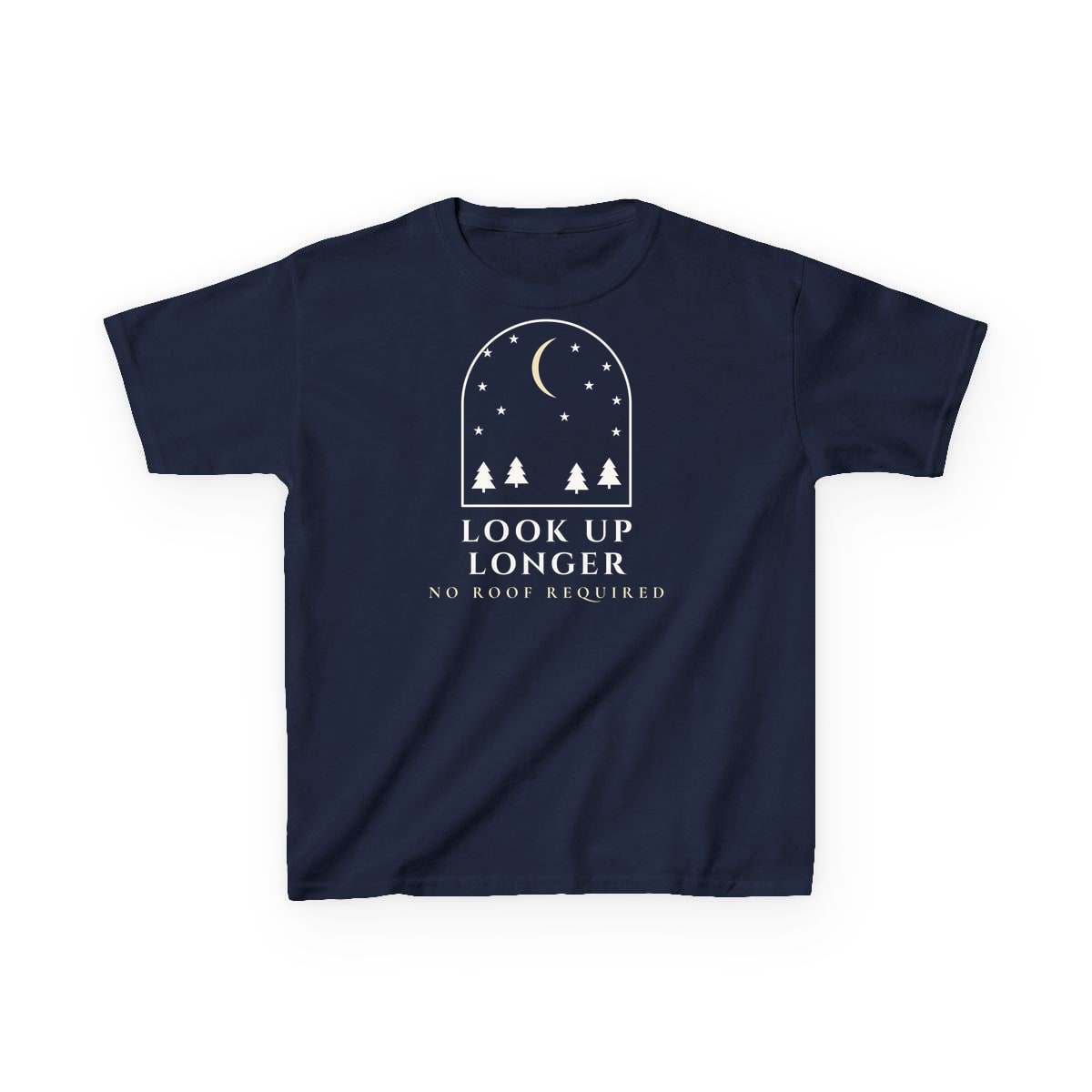 Look Up Longer, printed on a kids tee in Navy