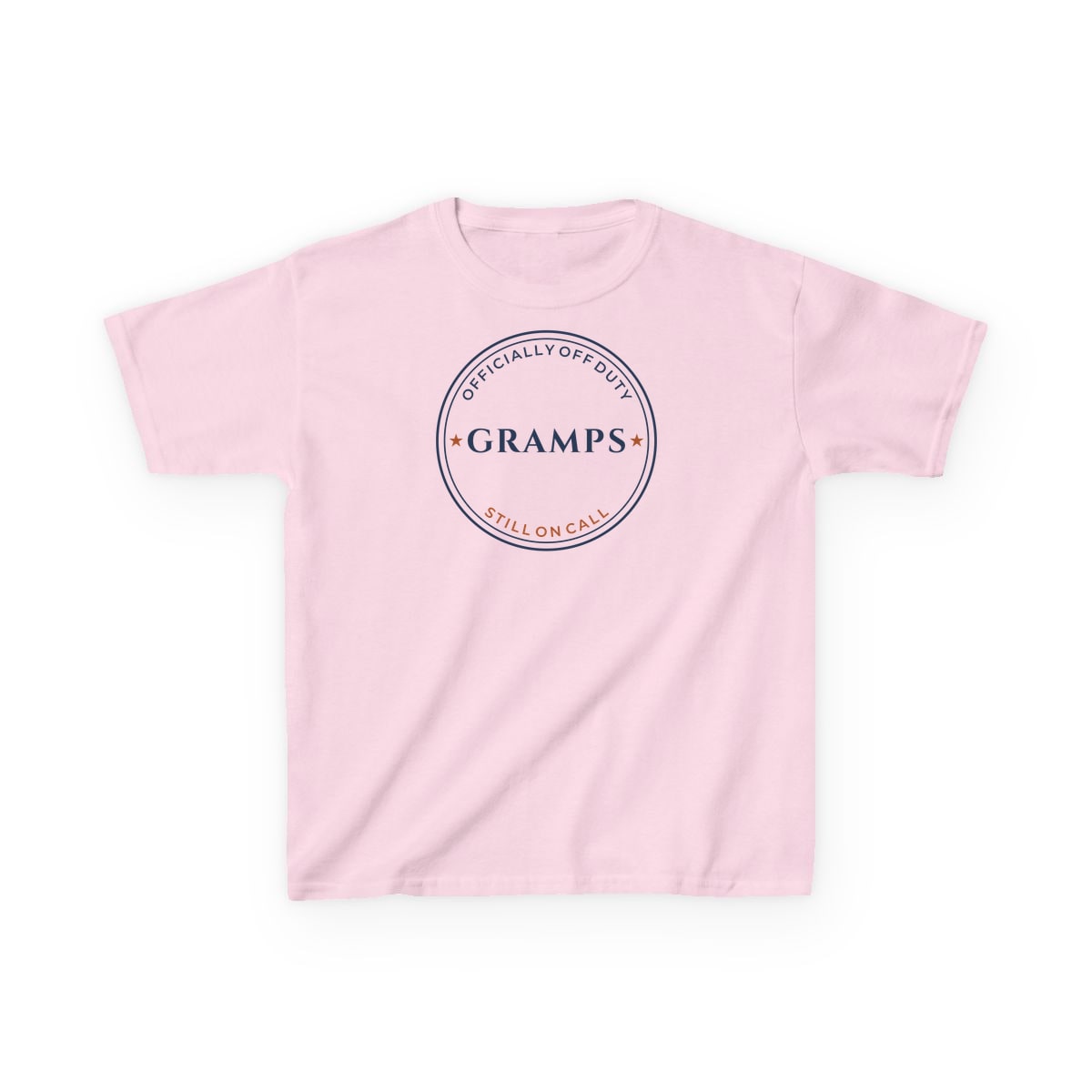 Off Duty, Still On Call, printed on a kids tee in Light Pink