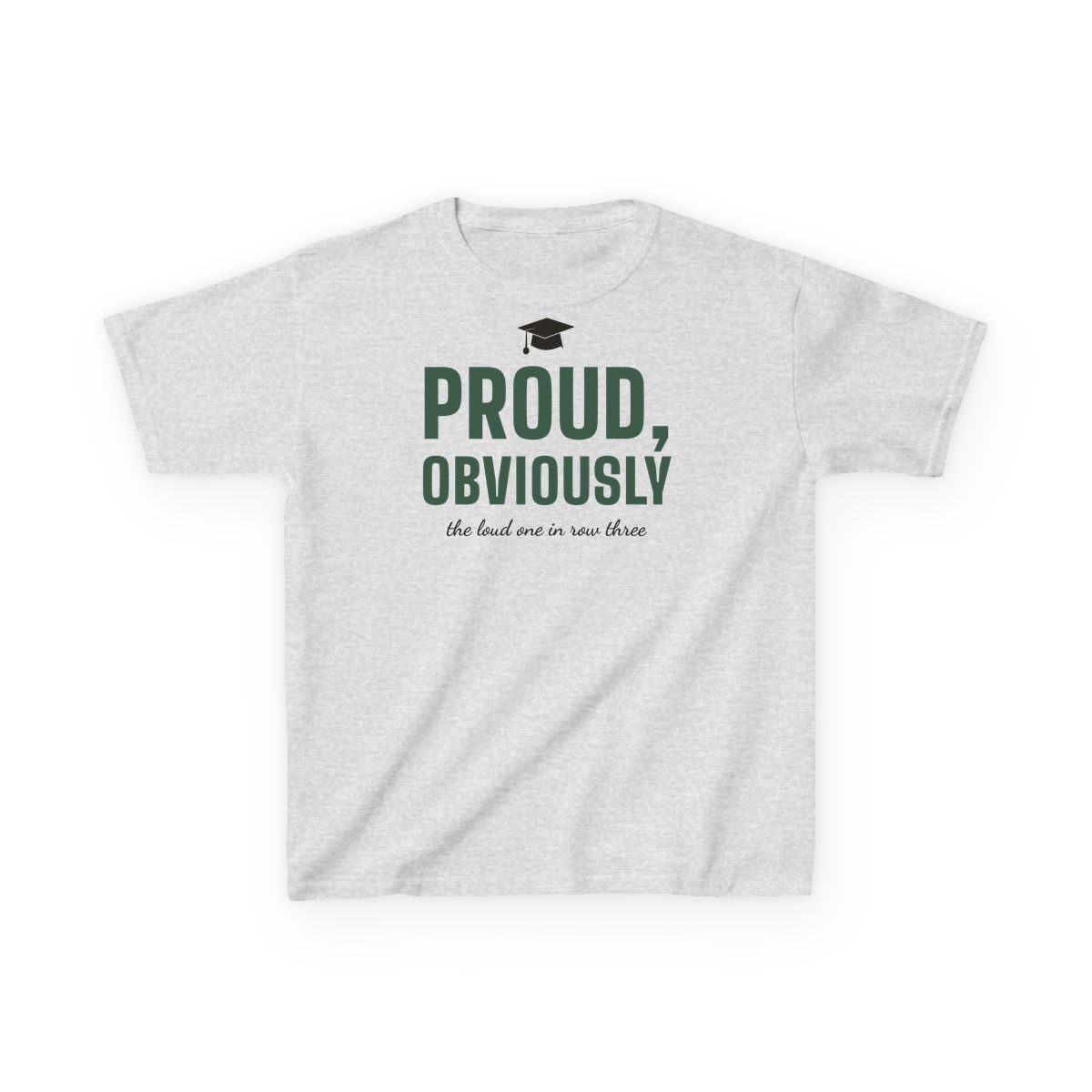 Proud, Obviously, printed on a kids tee in Ash