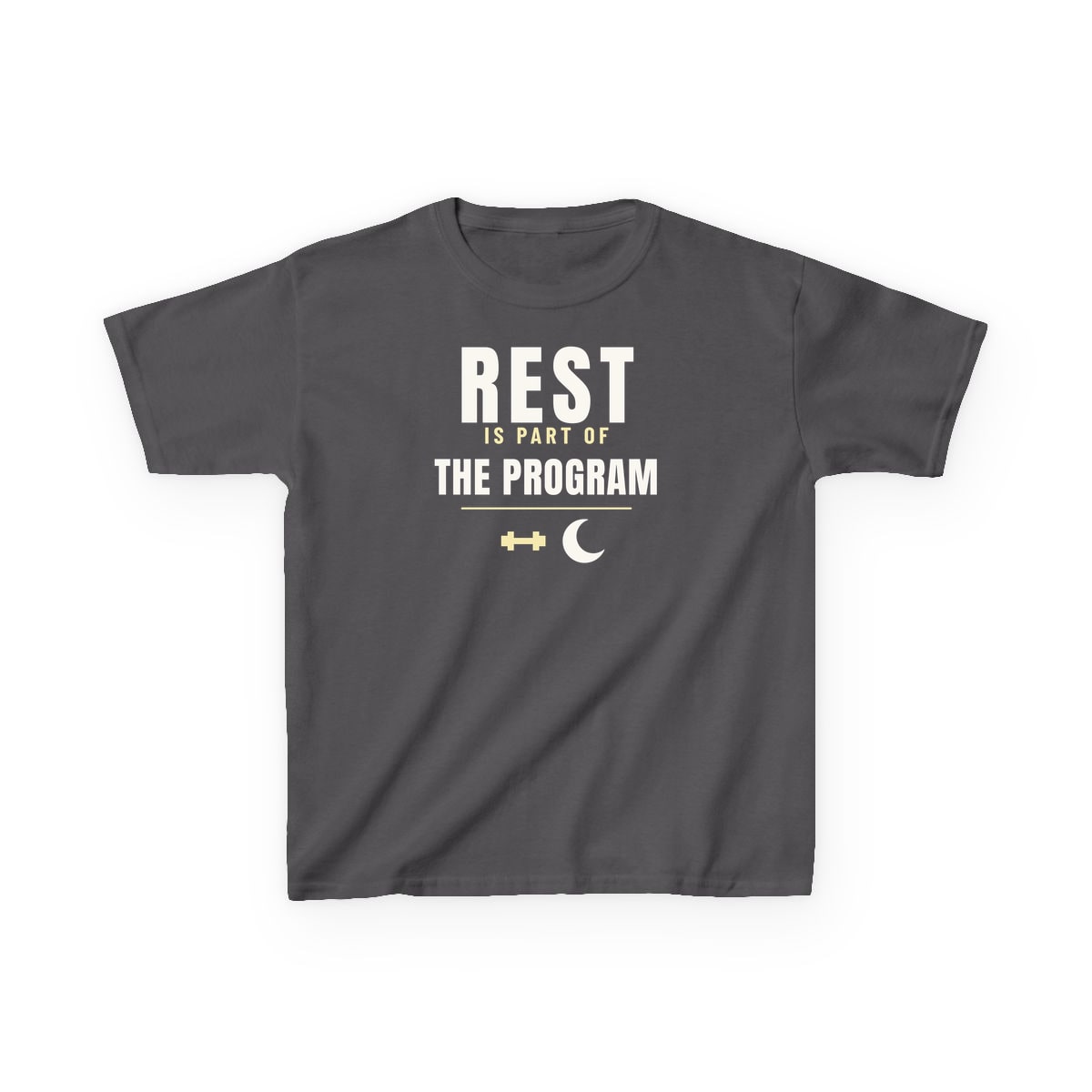 Rest Is Part Of It, printed on a kids tee in Charcoal