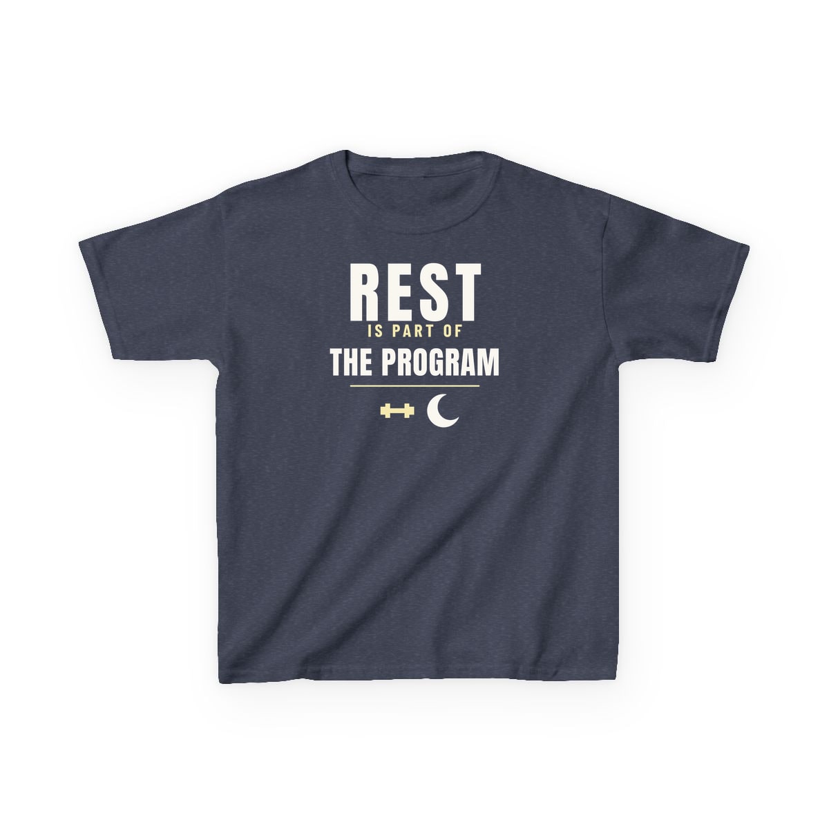 Rest Is Part Of It, printed on a kids tee in Heather Navy