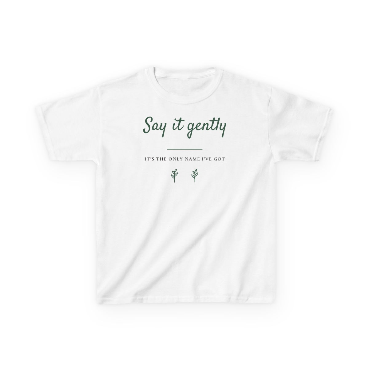 Say It Gently, printed on a kids tee in White