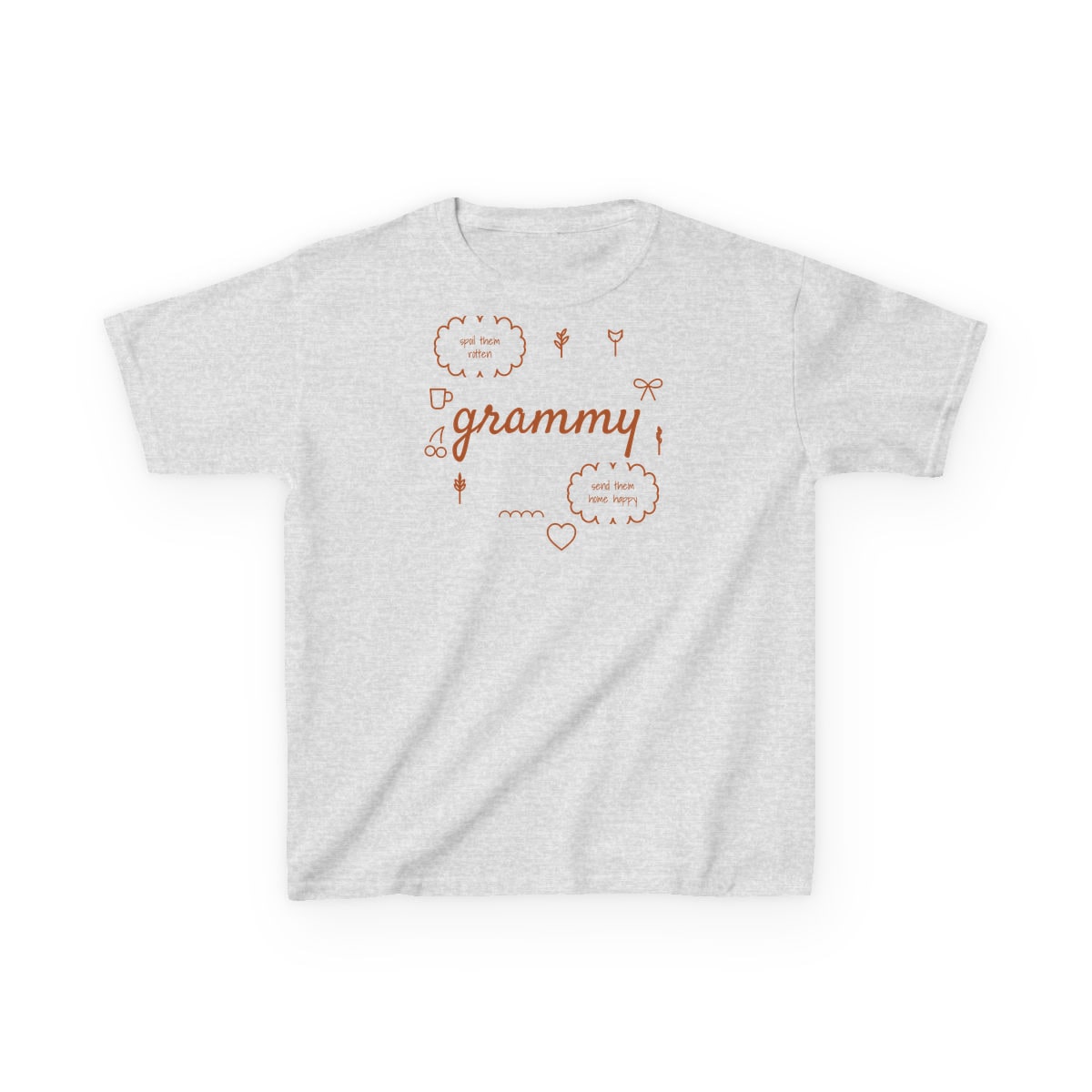 Spoil Them, Send Them Home, printed on a kids tee in Ash