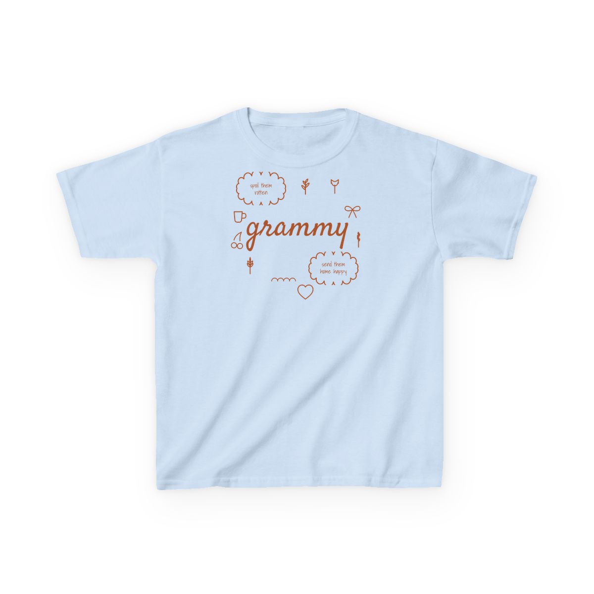 Spoil Them, Send Them Home, printed on a kids tee in Light Blue