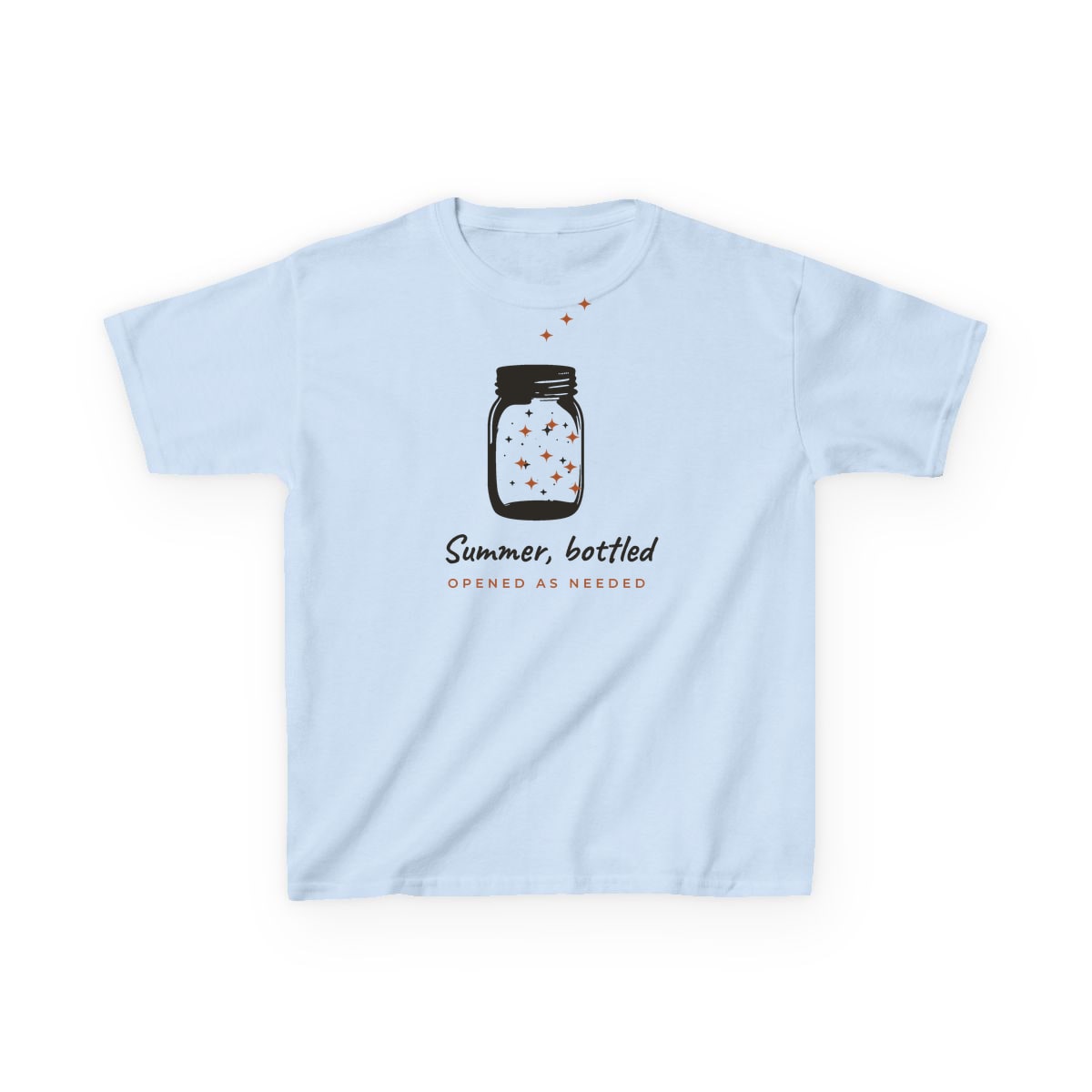 Summer, Bottled, printed on a kids tee in Light Blue