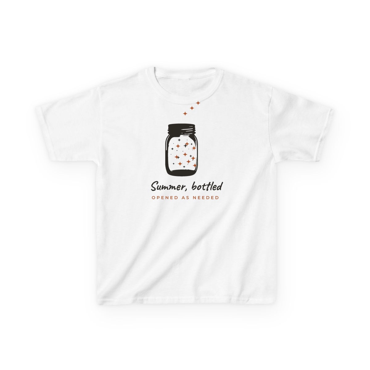 Summer, Bottled, printed on a kids tee in White