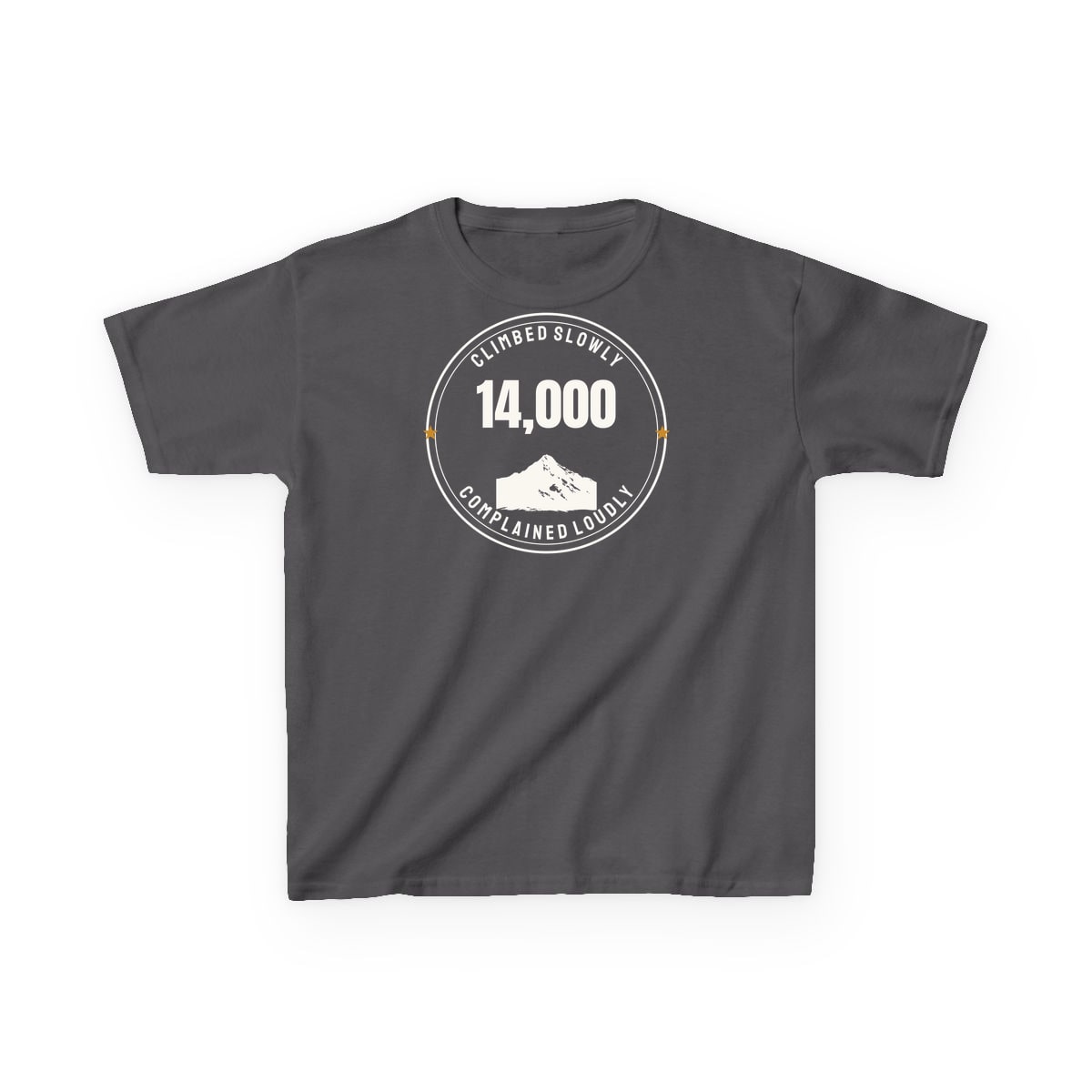 The Fourteener Club, printed on a kids tee in Charcoal
